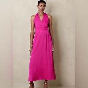 Banana Republic Pink Halter Maxi Dress Suze 18 T